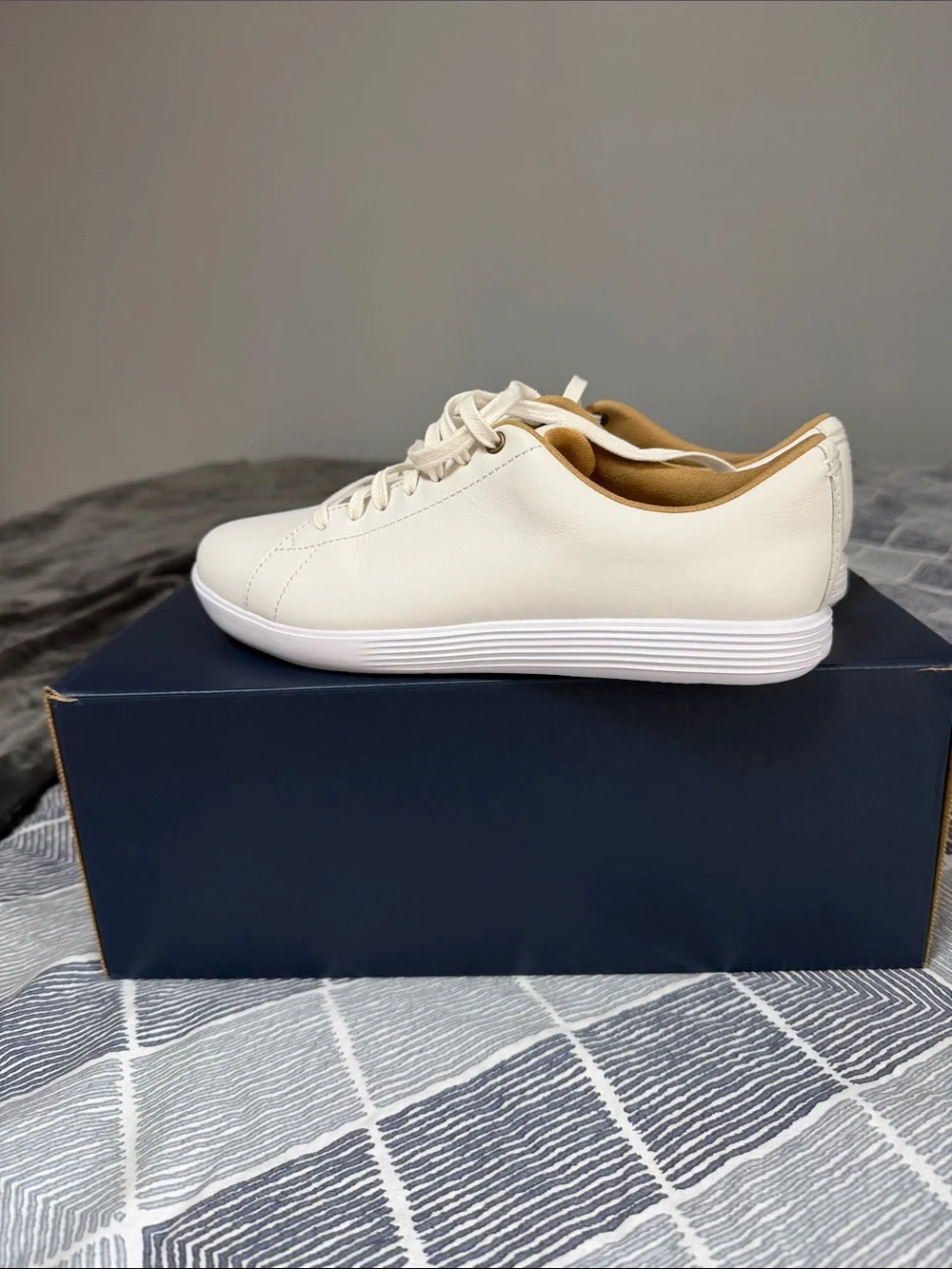 Cole Haan Cream Leather Lace-Up Sneakers